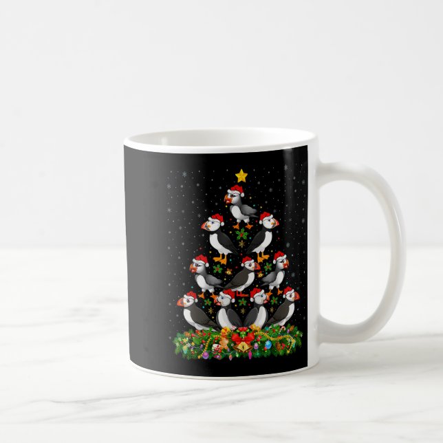 Puffin Bird Xmas Tree Gift Santa Hat Puffin Christ Coffee Mug (Right)