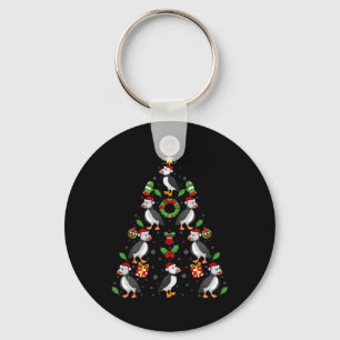 Puffin Birds Xmas Lighting Tree Puffin Christmas Key Ring