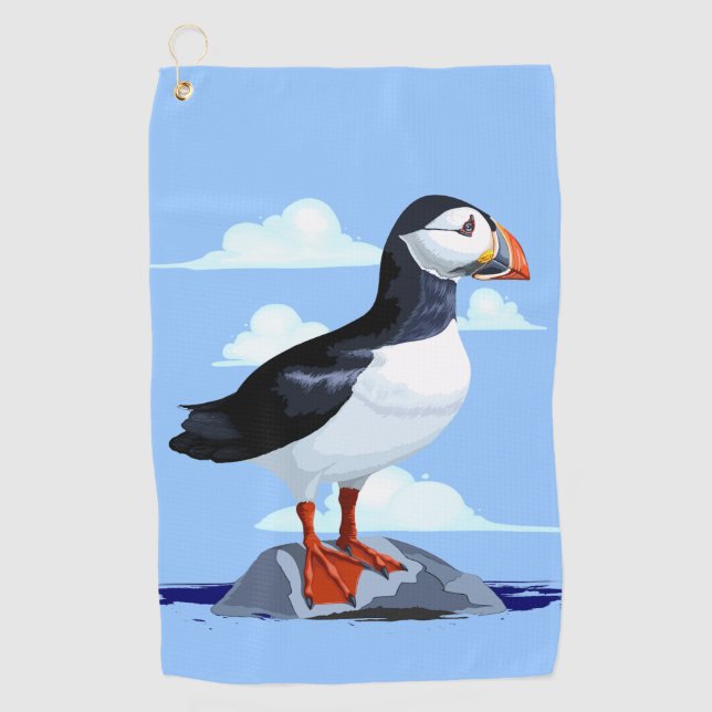 Puffin Cute Atlantic Seabird Golf Towel (Front)