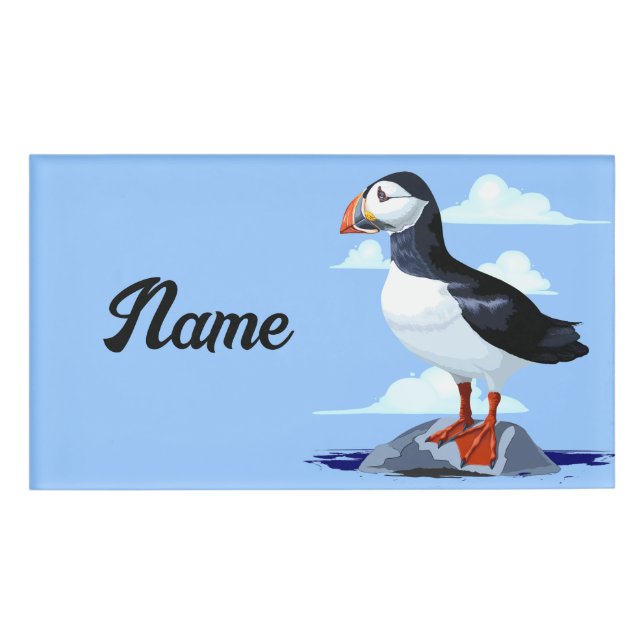 Puffin Cute Atlantic Seabird Name Tag (Front)