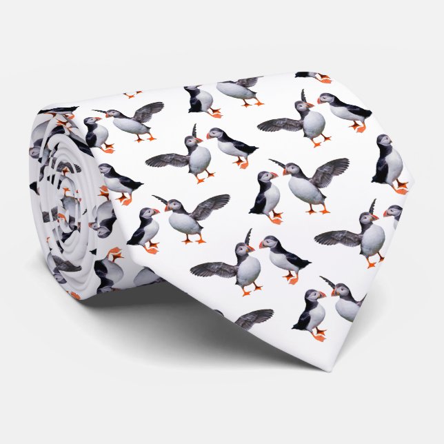 Puffin Frenzy 2 Tie (Choose Colour) (Rolled)
