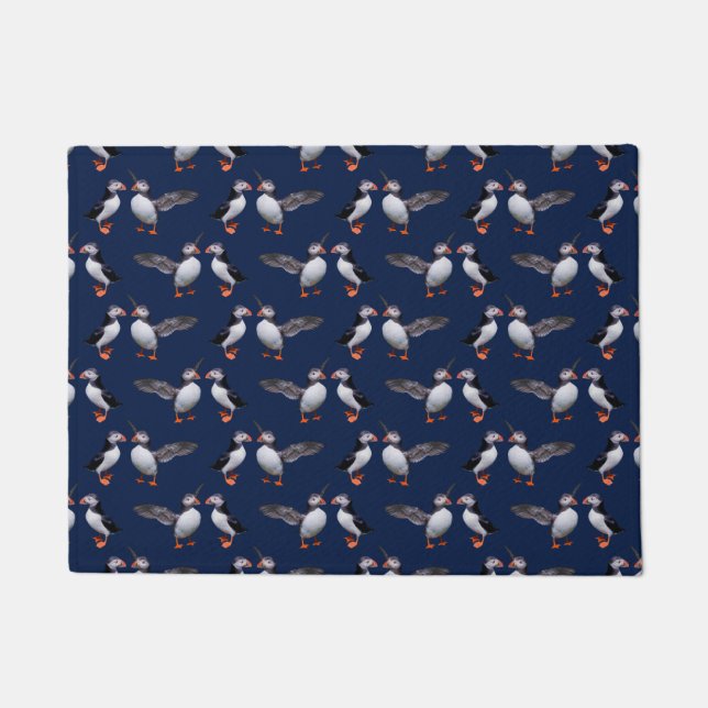 Puffin Frenzy Floor Mat (Navy) (Front)