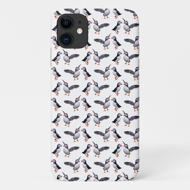 Puffin Frenzy iPhone 11 Case (Choose Colour) (Back)