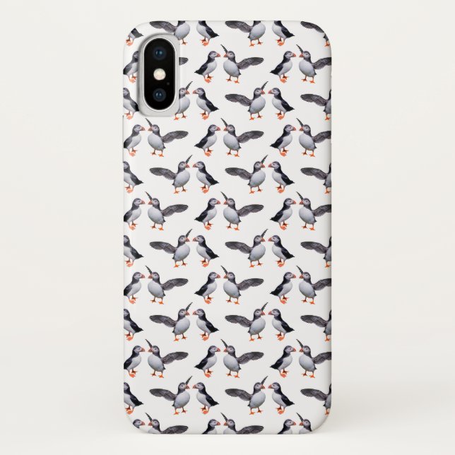Puffin Frenzy iPhone X Case (Choose Colour) (Back)