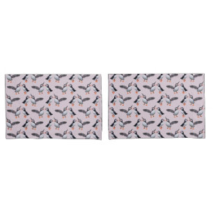 Puffin Frenzy Pillowcases (Dusty Pink)