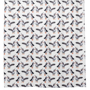 Puffin Frenzy Shower Curtain (Choose your colour)