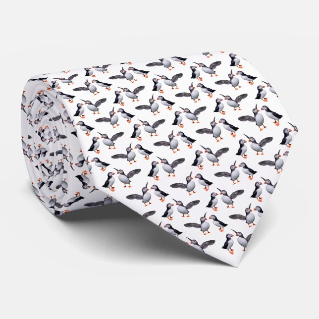 Puffin Frenzy Tie (Choose Colour) (Rolled)