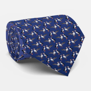 Puffin Frenzy Tie (Light/Dark Blue)