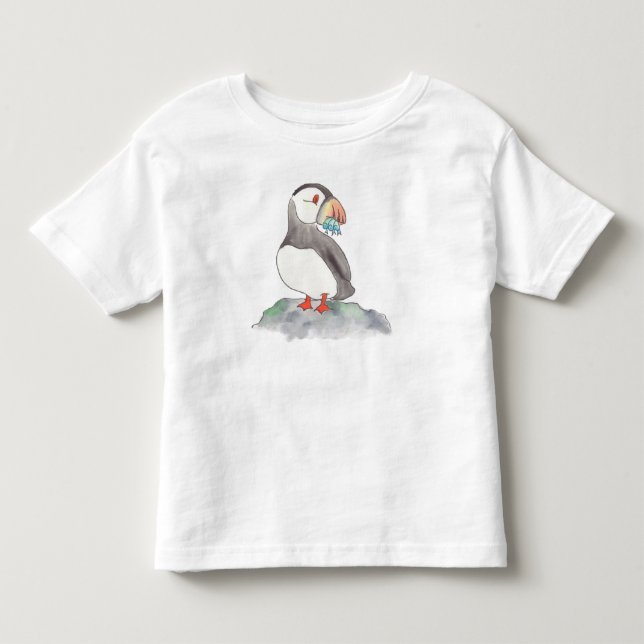 Puffin Gone Fishing Toddler T-Shirt (Front)
