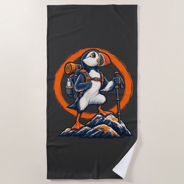 Puffin Hiker – Wild Trails Beach Towel (Front)