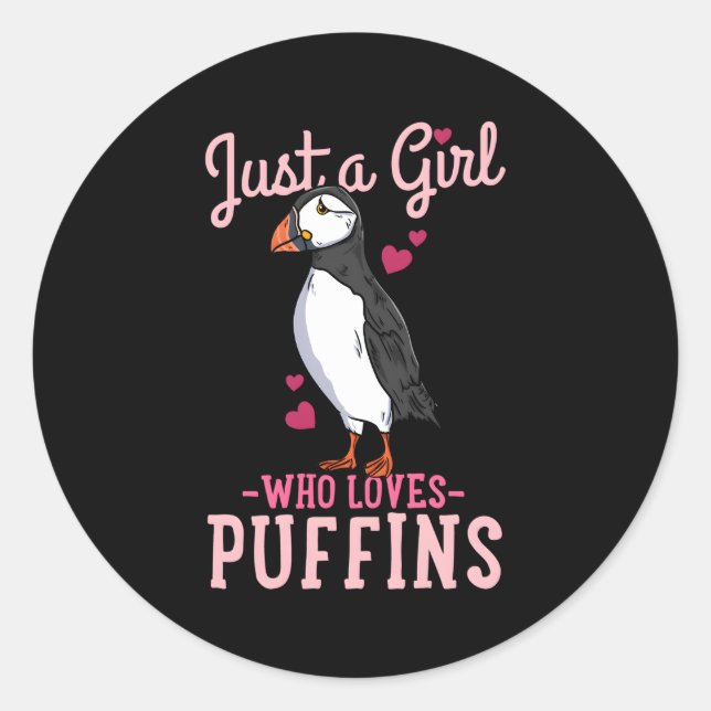 Puffin Iceland Just A Who Loves Puffins Classic Round Sticker (Front)