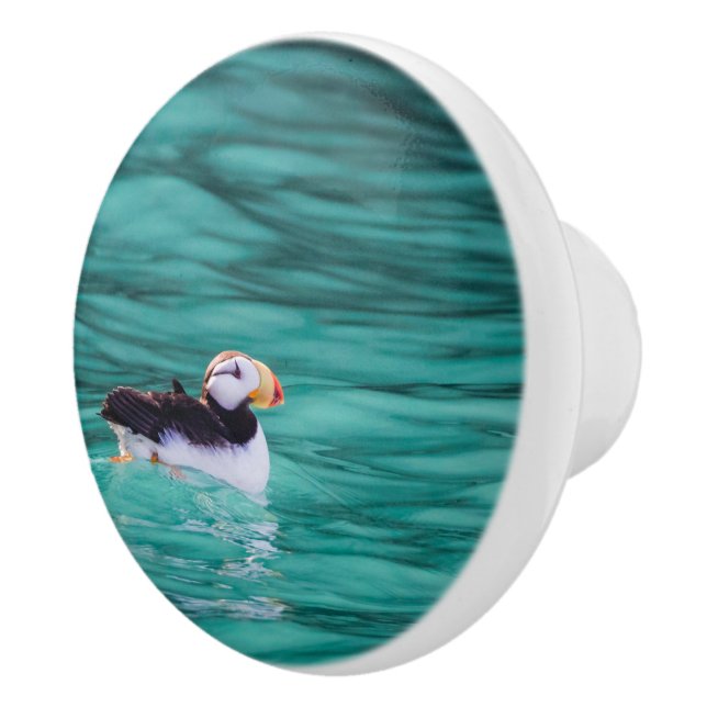 Puffin In Resurrection Bay, Alaska Ceramic Knob (Right)