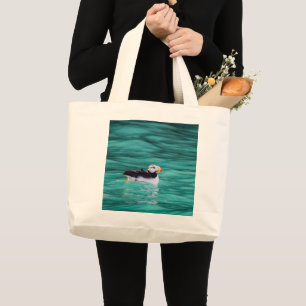 Puffin In Resurrection Bay, Alaska Large Tote Bag