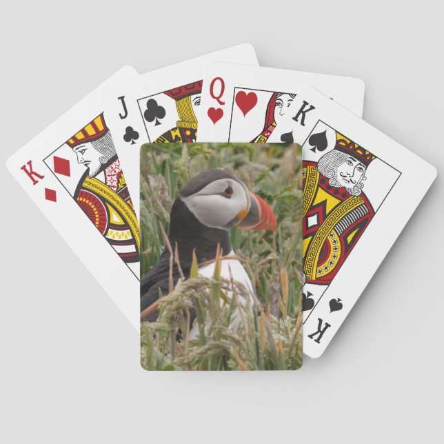 Puffin in the Grass Playing Cards (Back)