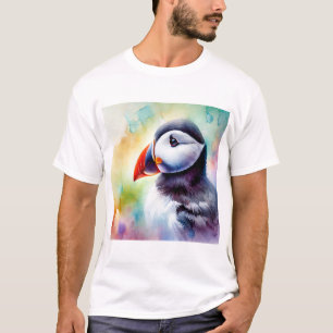 Puffin in Watercolor 080824AREF106 - Watercolor T-Shirt