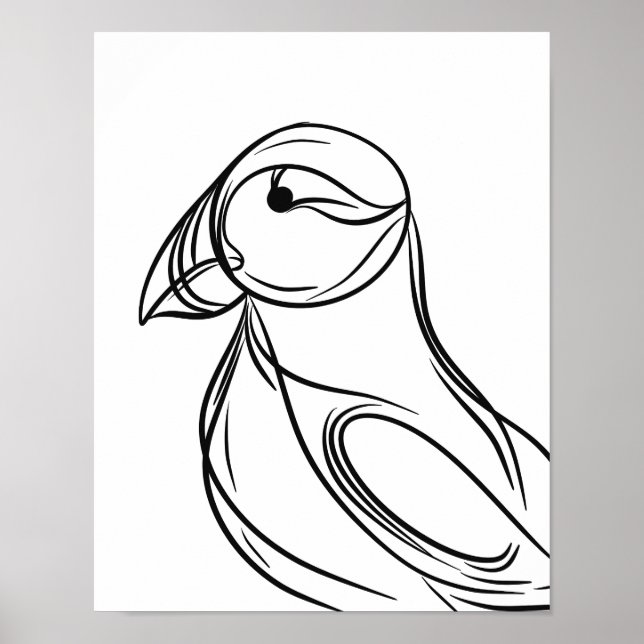 Puffin Line Art | Irish Coastal Bird Poster (Front)