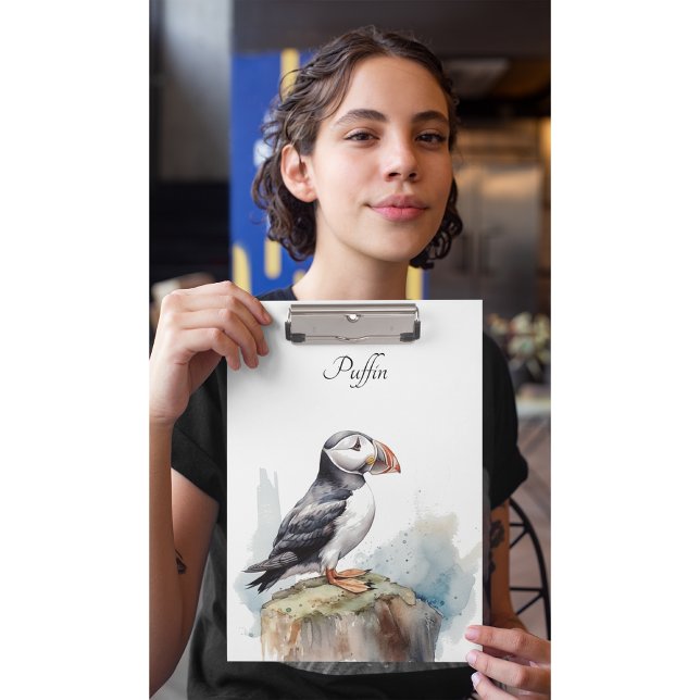 Puffin on a Rock Watercolor, custom Clipboard (Creator Uploaded)