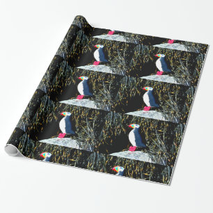 puffin on rock pattern paper