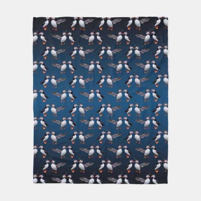 Puffin Pals Fleece Blanket (Dark Blue Mix) (Front)