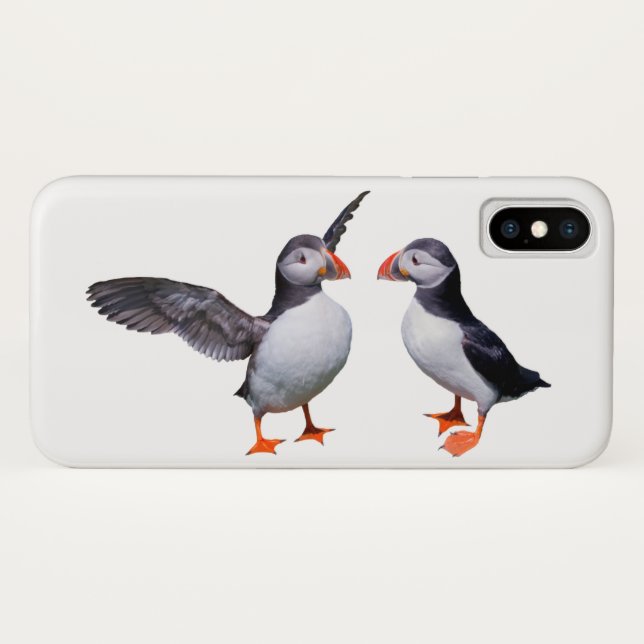Puffin Pals iPhone X Case (choose your colour) (Back (Horizontal))