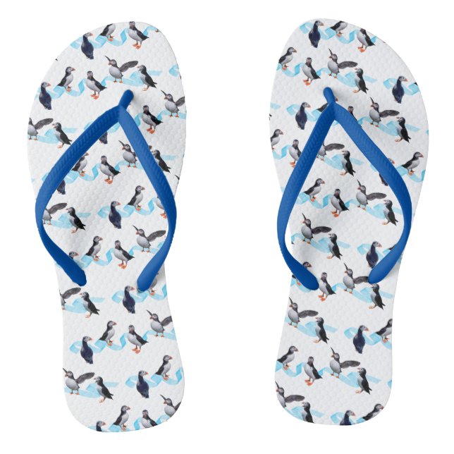 Puffin Party Flip Flops (Choose Colour) (Footbed)