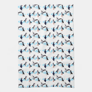 Puffin Party Kitchen Towel (choose colour)