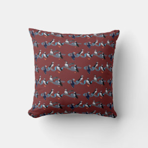 Puffin Party Pillow (Burgundy)