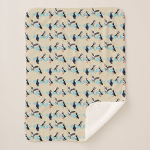 Puffin Party Sherpa Blanket (Cream)