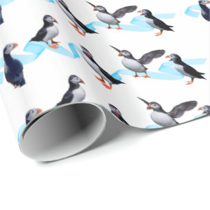 Puffin Party Wrapping Paper (choose colour)