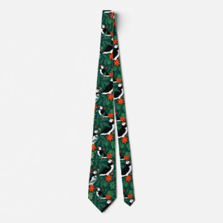 Puffin Pattern Lush Green Tie