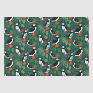 Puffin Pattern Lush Green Tissue Paper