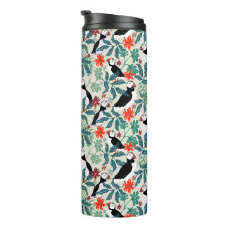 Puffin Pattern Warm Beige Thermal Tumbler