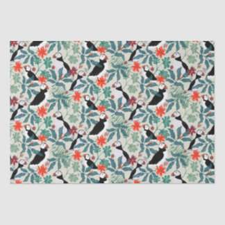 Puffin Pattern Warm Beige Tissue Paper