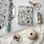 Puffin Pattern Warm Beige Wrapping Paper<br><div class="desc">Colorful and fun Puffin pattern with lots of lush,  green foliage on a warm beige background. Vibrant green and orange colors.</div>