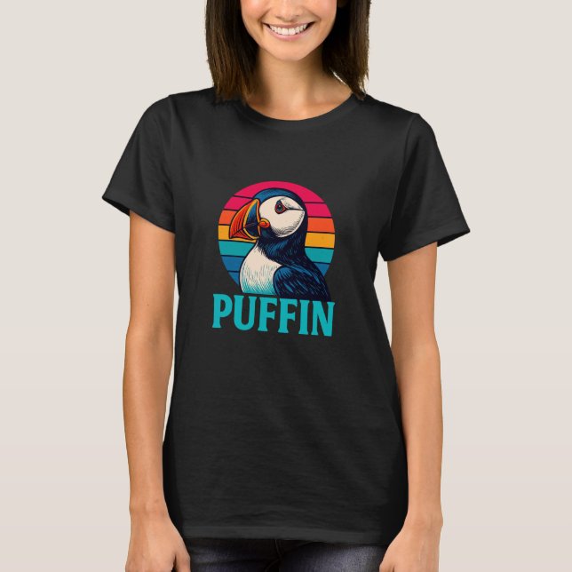 Puffin Retro Bird Lover Funny Nature T-Shirt (Front)