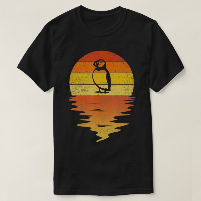 Puffin  retro sunset 70s vintage Puffin  T-Shirt (Design Front)