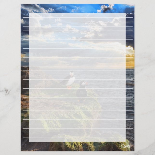 Puffin Rock Lined -  8.5" x 11" Stationery Sheet (Front)