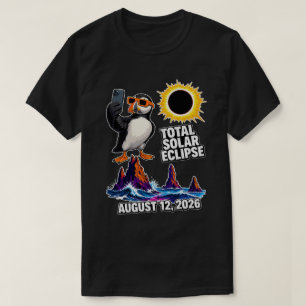 Puffin Selfie Total Solar Eclipse Iceland 2026 T-Shirt