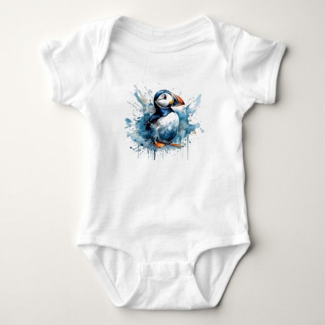 Puffin Splash Baby Bodysuit (Front)