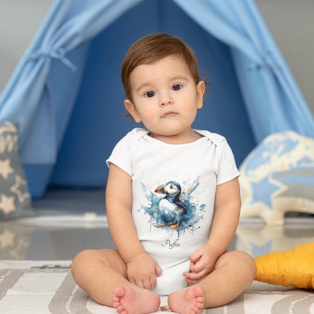 Puffin Splash, custom Baby Bodysuit (Creator Uploaded)