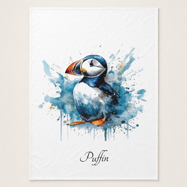 Puffin Splash, custom Fleece Blanket (Creator Uploaded)