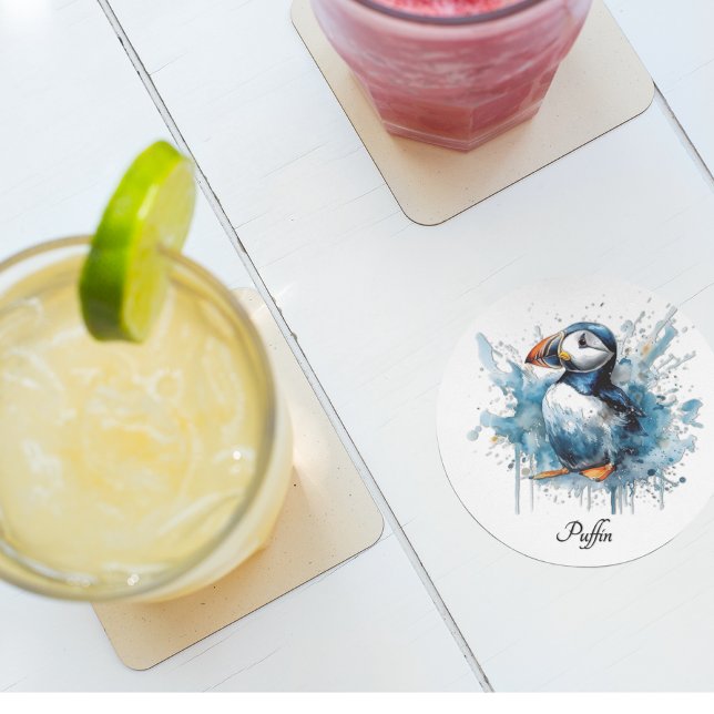 Puffin Splash, custom Glass Coaster (Creator Uploaded)