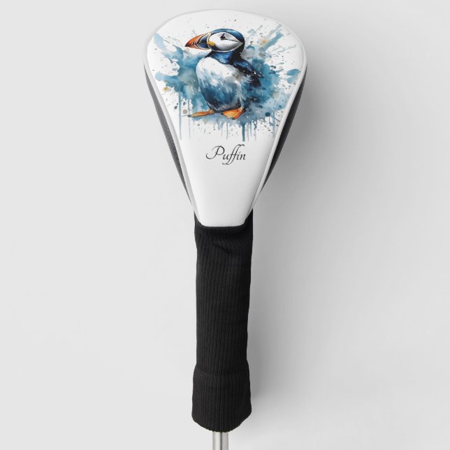 Puffin Splash, custom Golf Head Cover (Front)
