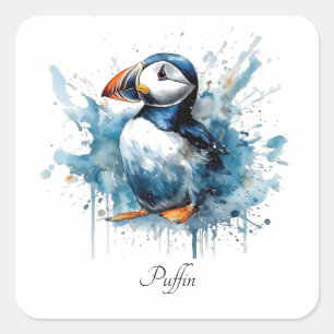 Puffin Splash, custom Square Sticker