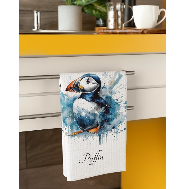 Puffin Splash, custom Tea Towel (Creator Uploaded)