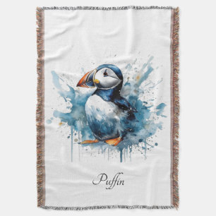 Puffin Splash, custom Throw Blanket