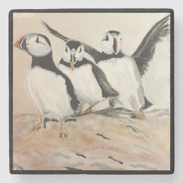 Puffin Stone Coaster (Front)