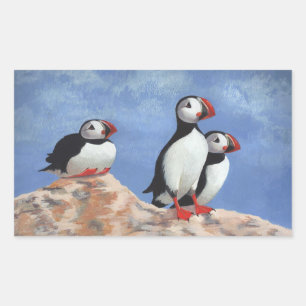 Puffin Trio Rectangular Sticker