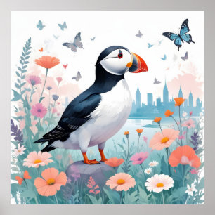 Puffin Vintage Animal Nature Environment Decor Art