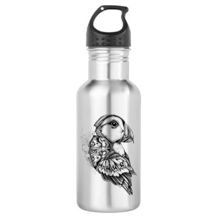 Puffin Wild Animal Nature Illustration Art Tattoo 532 Ml Water Bottle